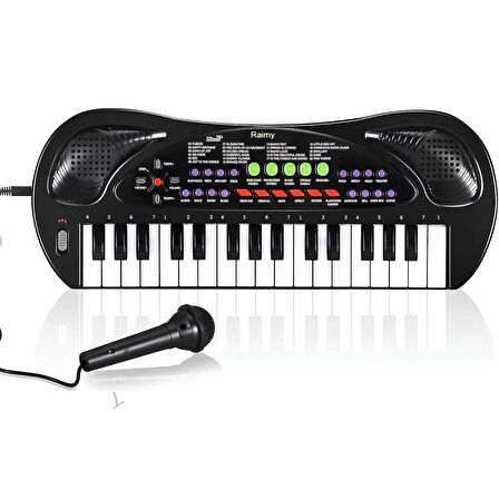 Oyuncak 32 Tuşlu Mikrofonlu Org - Müzik Aletleri Oyuncak Piyano (Siyah)