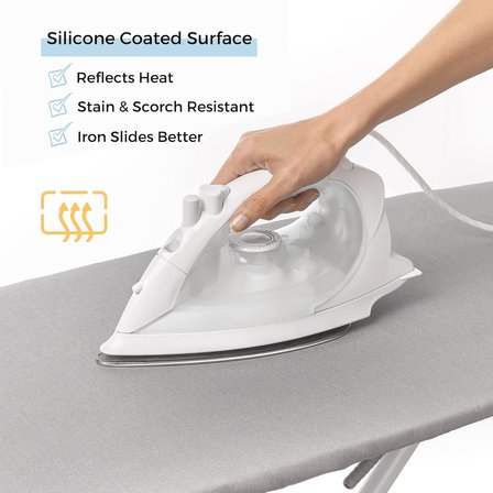 4 Katmanlı Ütü Masası Kılıfı,Ütü Masası Örtüsü,Ütü Masası Bezi,Silikon Kaplı Isı Dayanıklı 55x135 cm Gri Renk