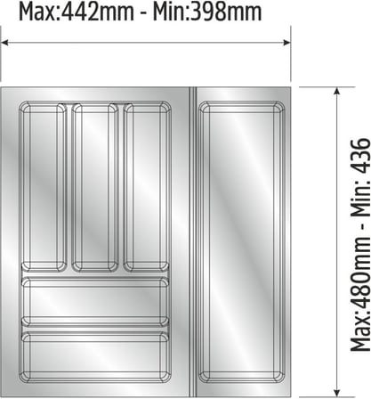 Mutfak Çekmece Içi Düzenleyici, Kaşıklık 44Cm X 48Cm Yanlar Ve Boydan 4Cm Kesilebilir, Antrasit