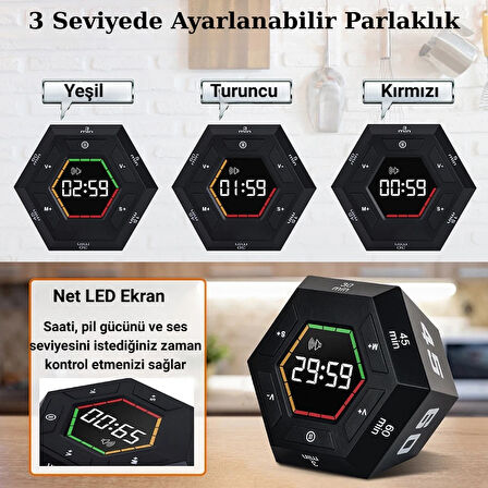 Akıllı Dijital Geri Sayım Zamanlayıcı Sessiz Mıknatıslı LED Ekran Mutfak & Ders İdeal