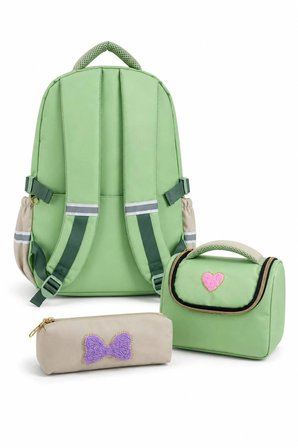 Okul Cantasi 3’LU Ilkokul Canta Seti Kiz Cocuk Sirt Cantasi + Ici Folyolu Beslenme Cantasi + Kalemlik Yesil GALB Leather