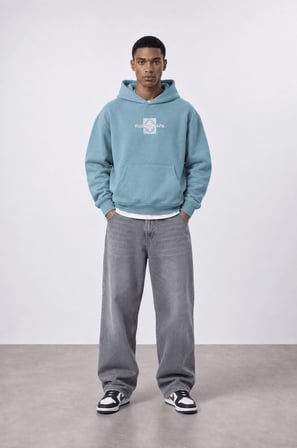 Erkek Sky Patch Detaylı Oversize Hoodie Prada