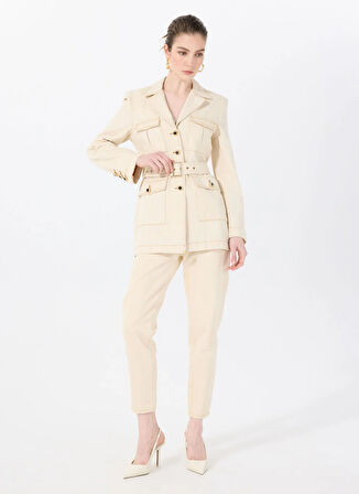 Sorbe Ekru Kadın Denim Ceket MILITARDENIMJACKET2014