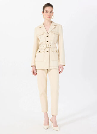 Sorbe Ekru Kadın Denim Ceket MILITARDENIMJACKET2014