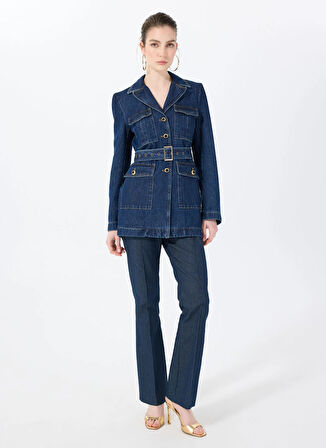 Sorbe Lacivert Kadın Denim Ceket MILITARDENIMJACKET2014