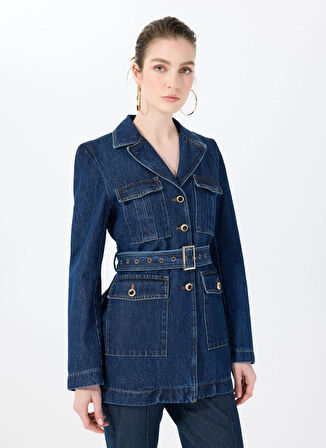 Sorbe Lacivert Kadın Denim Ceket MILITARDENIMJACKET2014