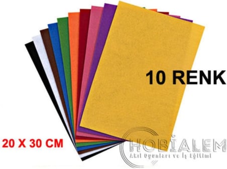 10 Renk, Keçe, A4 Boyutunda, Okul El Işi Keçesi, Hobi Keçesi