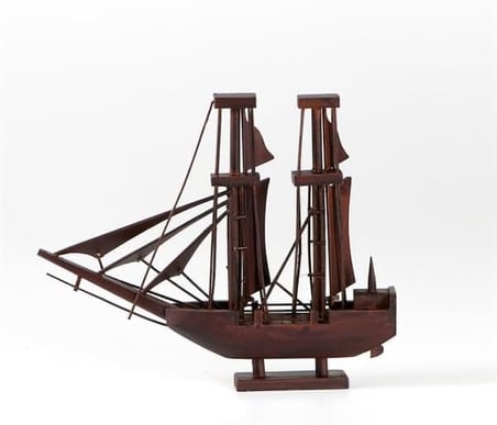 Dekoratif Ahşap Yelkenli Gemi 24 cm Biblo