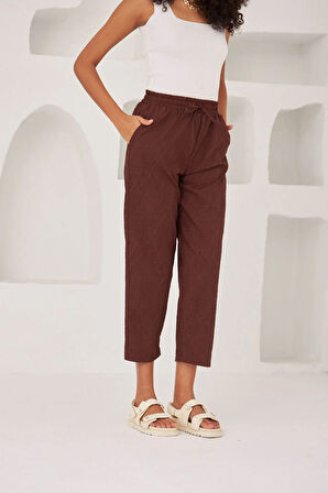GEOMETRİK DESENLİ RAHAT KALIP KUMAŞ PANTOLON
