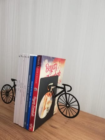 Dekoratif Bisiklet Desenli Metal Kitap Tutucu 2’li paket MK13S
