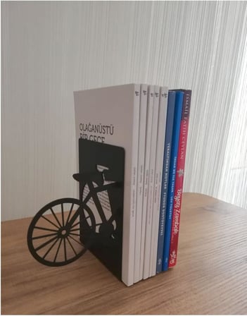 Dekoratif Bisiklet Desenli Metal Kitap Tutucu 2’li paket MK13S