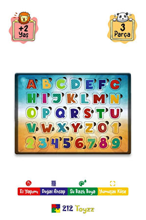 212toyzz 3 Lü Ahşap Çocuk Puzzle Ve Sök Tak Oyuncak alfabe