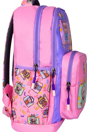 Okul Cantasi 3’LU Ilkokul Labubu Baskili Lila Kiz Cocuk Beslenmeli ve Kalemlikli Cantasi Pembe Mor GALB Leather