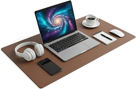 90x40 XL Deri Mouse Pad,Ofis,Masa Matı Sümen,Konforlu Mouse Pad,Çift Yönlü (Kahverengi)