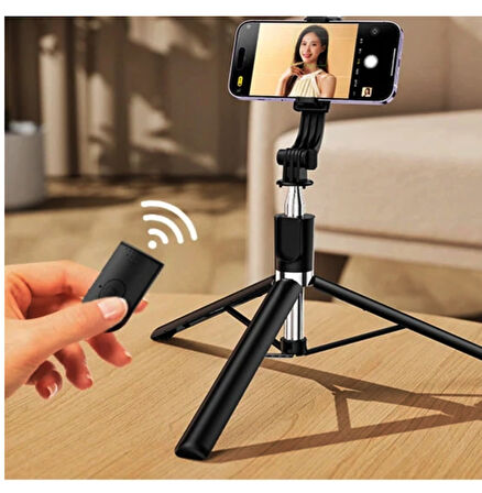 Selfie Çubuğu Bluetooth Kumandalı Kablosuz 170cm Çok Fonksiyonlu IŞIKSIZ Tripod -R1S-