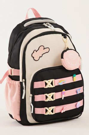 Okul Cantasi Siyah Pembe GALB Leather