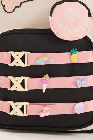 Okul Cantasi Siyah Pembe GALB Leather