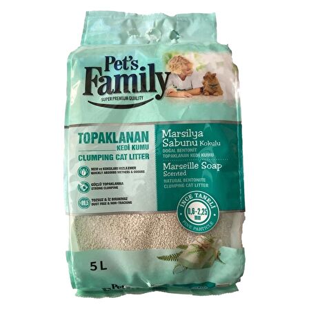 Pets Family Topaklanan Kedi Kumu Marsilya Sabunu Kokulu 5 L x 3 Adet (15 kg)