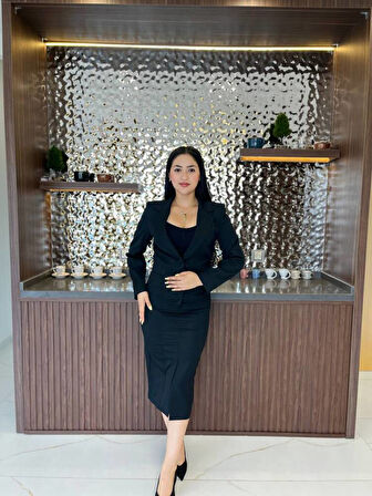 Crop Ceket Cep Detaylı Etek Takım  TKM 08008