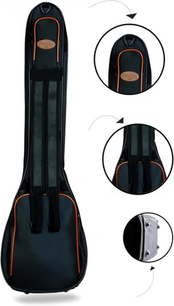 PANDURA MÜZİK PANDURA MÜZİK Profesyonel SU GEÇİRMEZ 20 MM PEDLİ Gigbag Kısa Bağlama Saz Kılıfı Siyah
