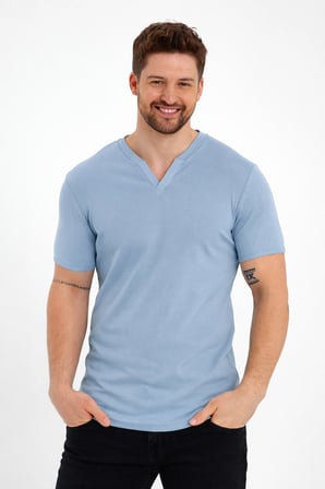 2124 Henley Tişört Basic Casual T shirt