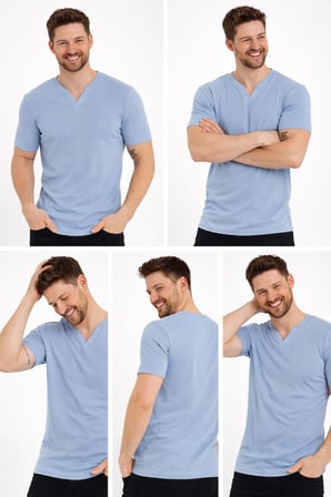 2124 Henley Tişört Basic Casual T shirt