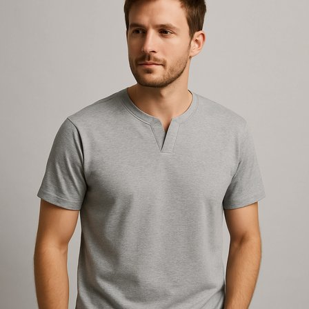 2124 Henley Tişört Basic Casual T shirt