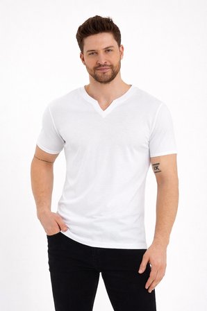 2124 Henley Tişört Basic Casual T shirt