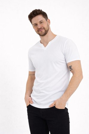 2124 Henley Tişört Basic Casual T shirt