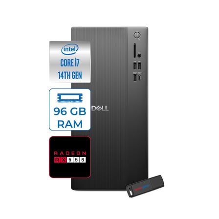 Dell Tower ECT1250 Intel® Core™ İ7-14700 96GB Ddr5 4tb SSD 4GB/RX550 WIN11PRO Mini Tower Masaüstü Bilgisayar RPLSR00727P35+ZETTAUSBBELLEK