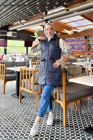 Ahenk Kapitone Yelek - LACİVERT