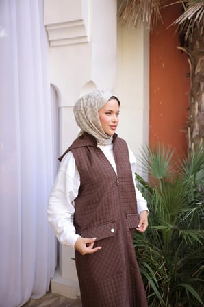 KAPİTONE YELEK - KAHVERENGİ