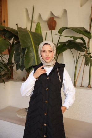 KAPİTONE YELEK - SİYAH