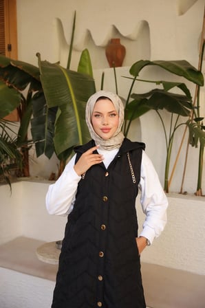 KAPİTONE YELEK - SİYAH