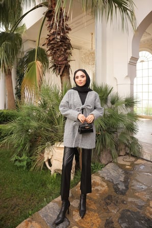 BAĞCIKLI KAŞE CEKET - GRİ