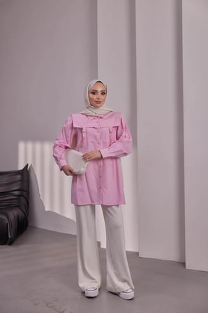 POPLİN GÖMLEK - PEMBE