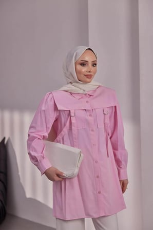 POPLİN GÖMLEK - PEMBE