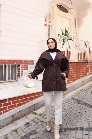 TRENÇKOT - KAHVERENGİ
