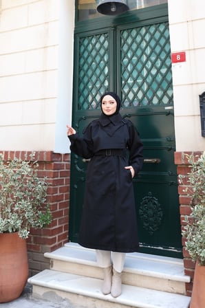 TRENÇKOT - SİYAH