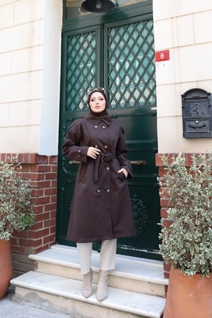 TRENÇKOT - KAHVERENGİ