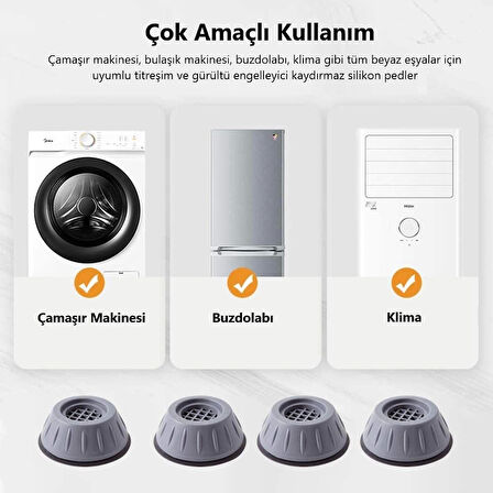 Çamaşır Makinesi Titreşim Önleyici Kaydırmaz Vantuzlu Stoper Set (4172)