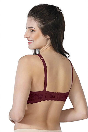Bordo Emay 188 C Pedli Dantelli Telli Toparlayıcı Sütyen