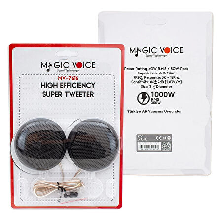 MAGICVOICE MV-7616 80W 40RMS SLİM KASA OTO TWEETER (4172)