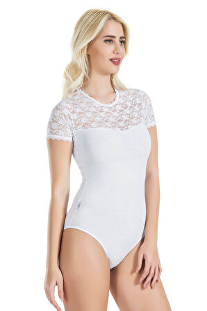 Beruflic Yarım Kol Dantelli Kadın Body 338