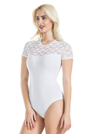Beruflic Yarım Kol Dantelli Kadın Body 338