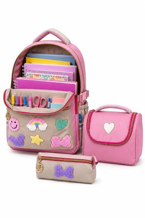 Okul Cantasi 3’LU Ilkokul Canta Seti Kiz Cocuk Sirt Cantasi + Ici Folyolu Beslenme Cantasi + Kalemlik Pembe GALB Leather