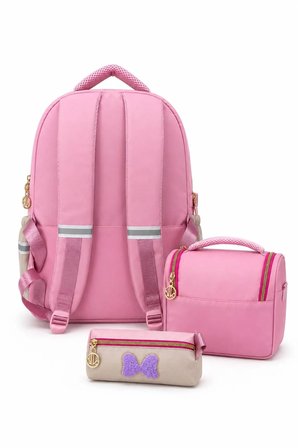 Okul Cantasi 3’LU Ilkokul Canta Seti Kiz Cocuk Sirt Cantasi + Ici Folyolu Beslenme Cantasi + Kalemlik Pembe GALB Leather