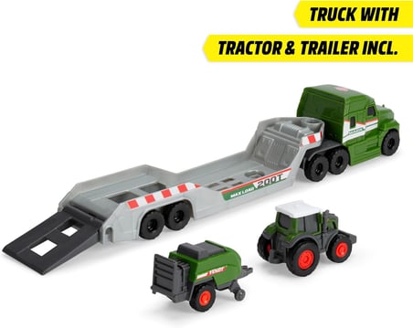 Dickie, 203735006, Fendt Çekici ve Traktörlü Araç Seti, 2'li Paket, Serbest Tekerlekli, Hareketli ve Açılabilir Parçalar, 9 Cm, 32 Cm