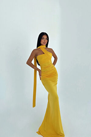 Sarı Coraline Çok Çeşit Bağlamalı Elbise ATE-3174