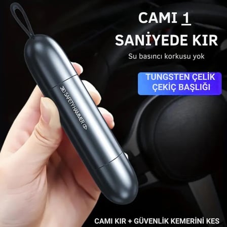 Araç Emniyet Kemer Kesici Ve Araç Cam Kırıcı Araç Emniyet Çekici Araç Acil Durum Kiti Sharp Tool Safety Hammer Siyah